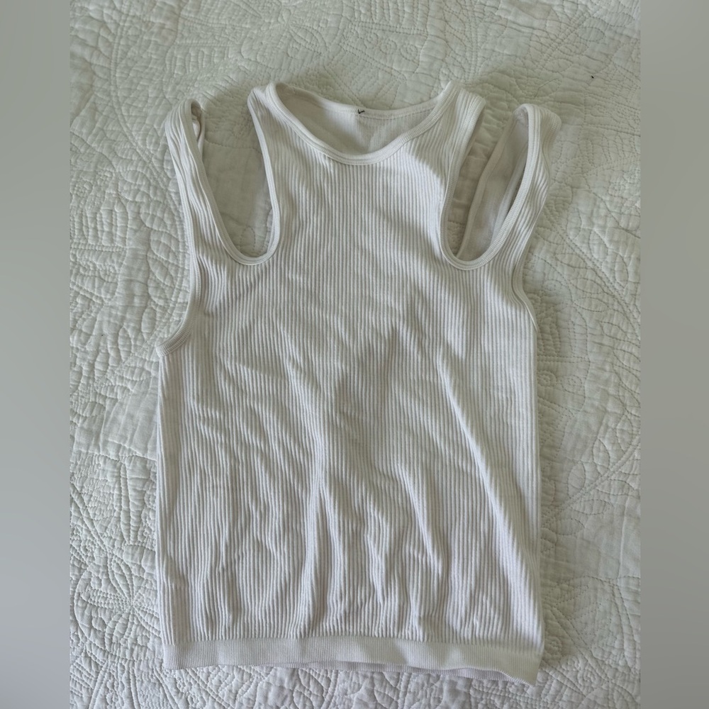 Zara White Ribbed Tank, size XS
